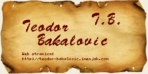 Teodor Bakalović vizit kartica